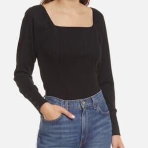 NWT Treasure & Bond Square Neck Classic Work Top Black Size Small